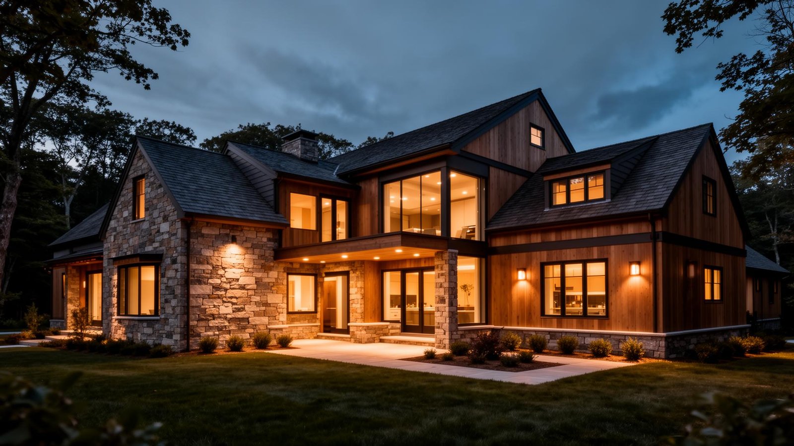 Premium home exterior at dusk